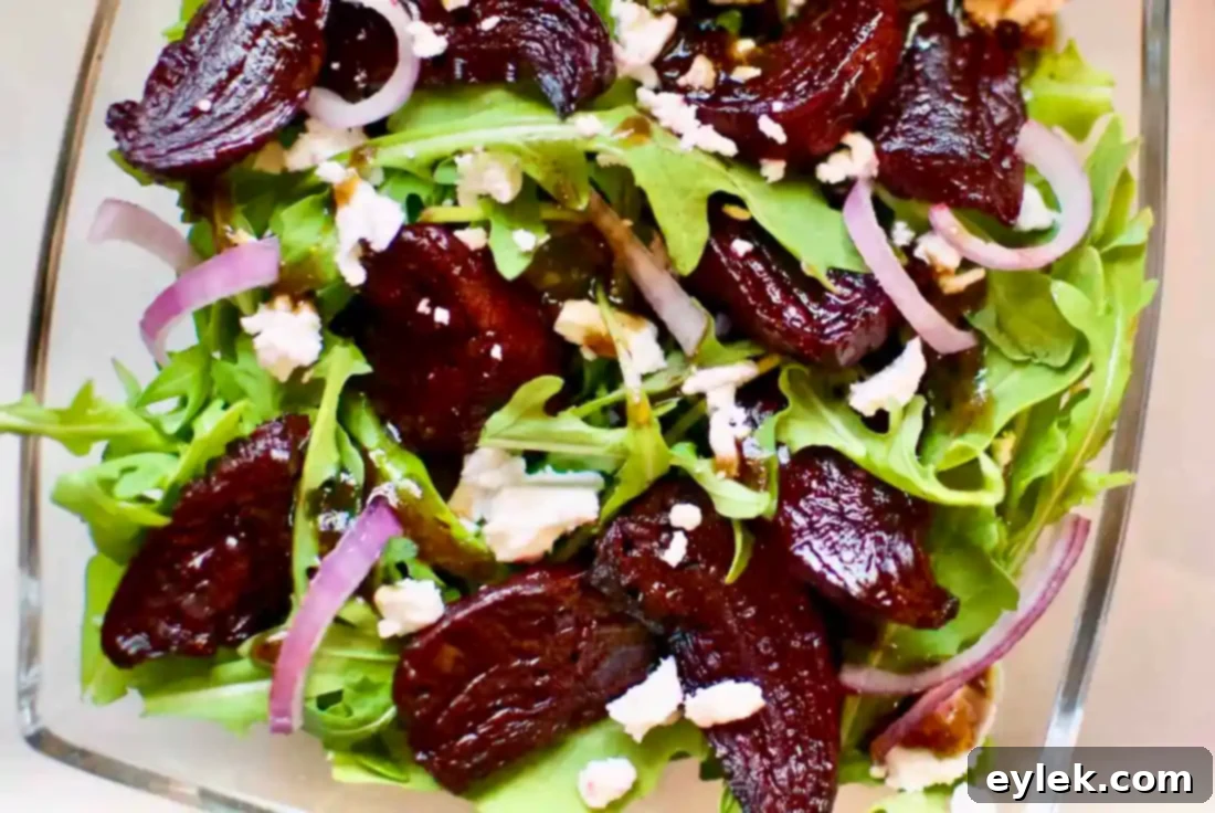 Balsamic Roasted Beet Wedges - In a colorful salad