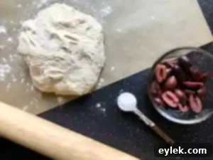 Step-by-step process of adding olives and shaping no-knead bread dough