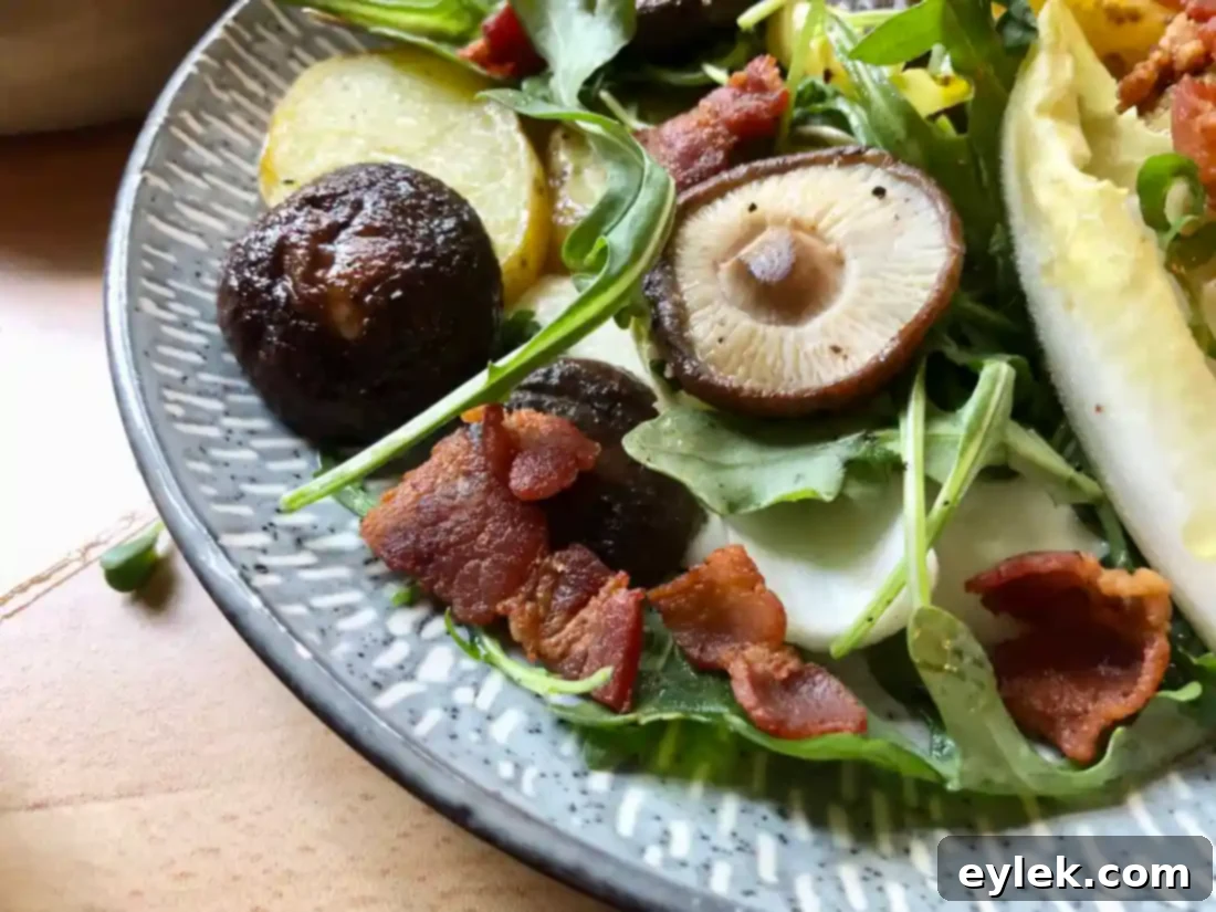 gruyère fondue salad with roasted potatoes & mushrooms