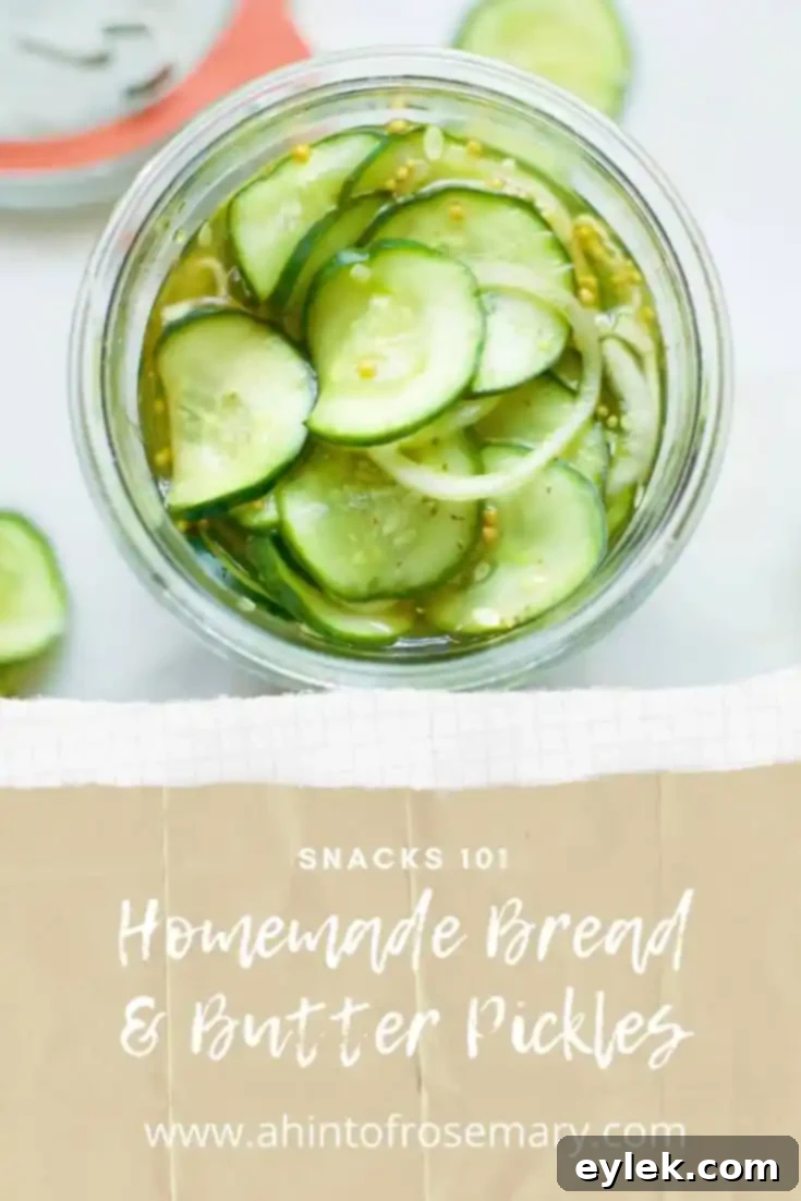 Homemade Bread & Butter Pickles in a glass jar, ready for delicious meals