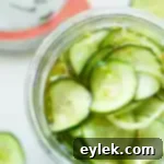 Homemade Bread and Butter Pickles 7 Homemade Bread & Butter Pickles in a glass jar, perfectly preserved