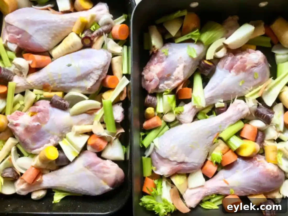 homemade roasted turkey stock ready for oven