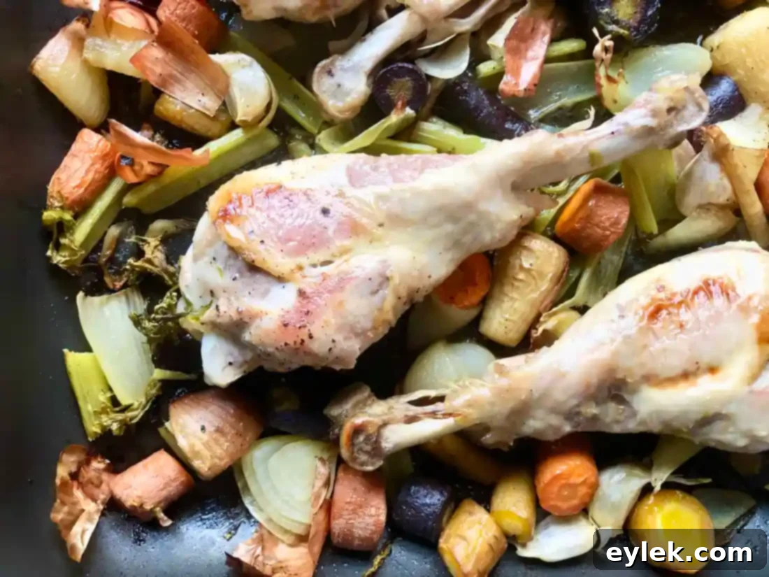 roasted turkey drumsticks and vegetables