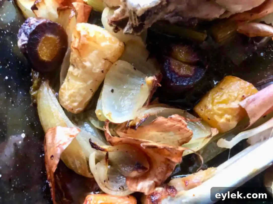 roasted turkey and vegetables in pan