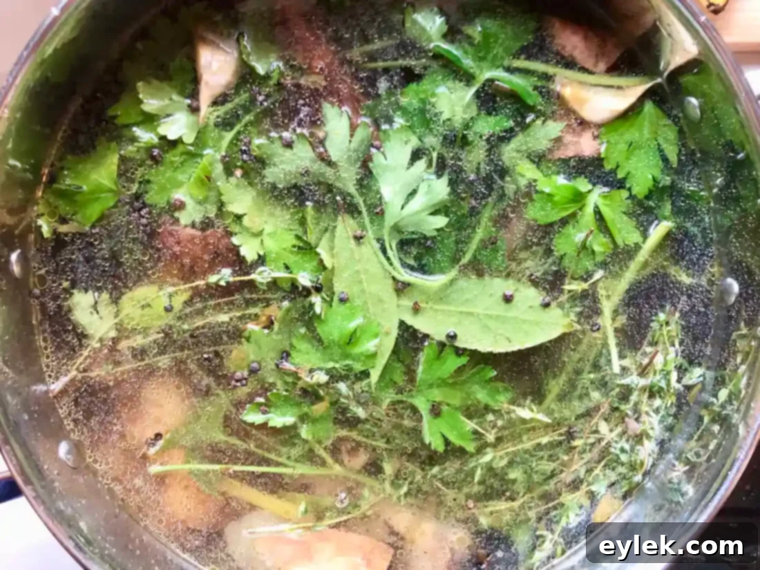 stock simmering in large pot
