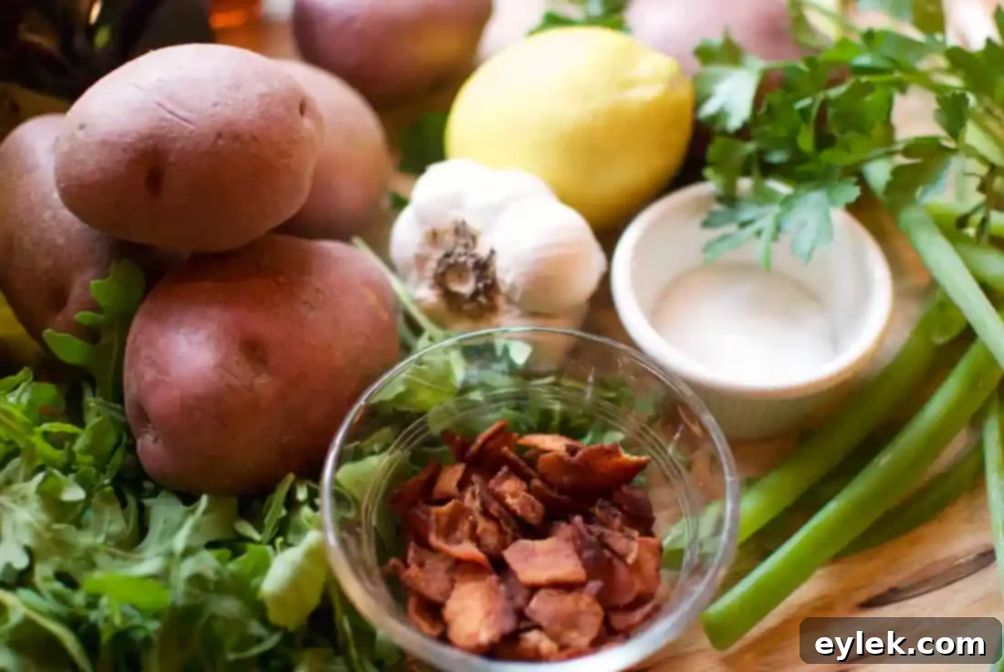 Balsamic Roasted Potato Salad served with fresh ingredients