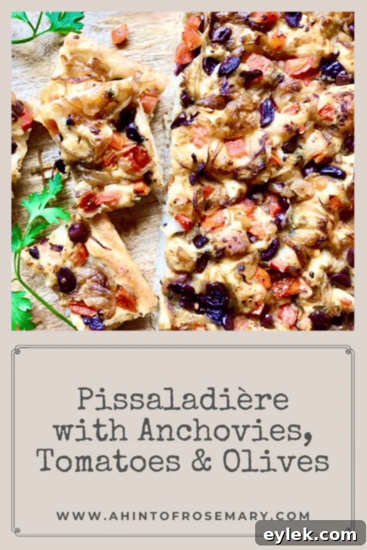 Pissaladière with Anchovies, Tomatoes & Olives, a sweet & savory treat loaded with crunch & chew. #focacciabread #focaccia #pizza #flatbread #appetizers #snacks #vegetarian #bread #italian #sunriseflourmill