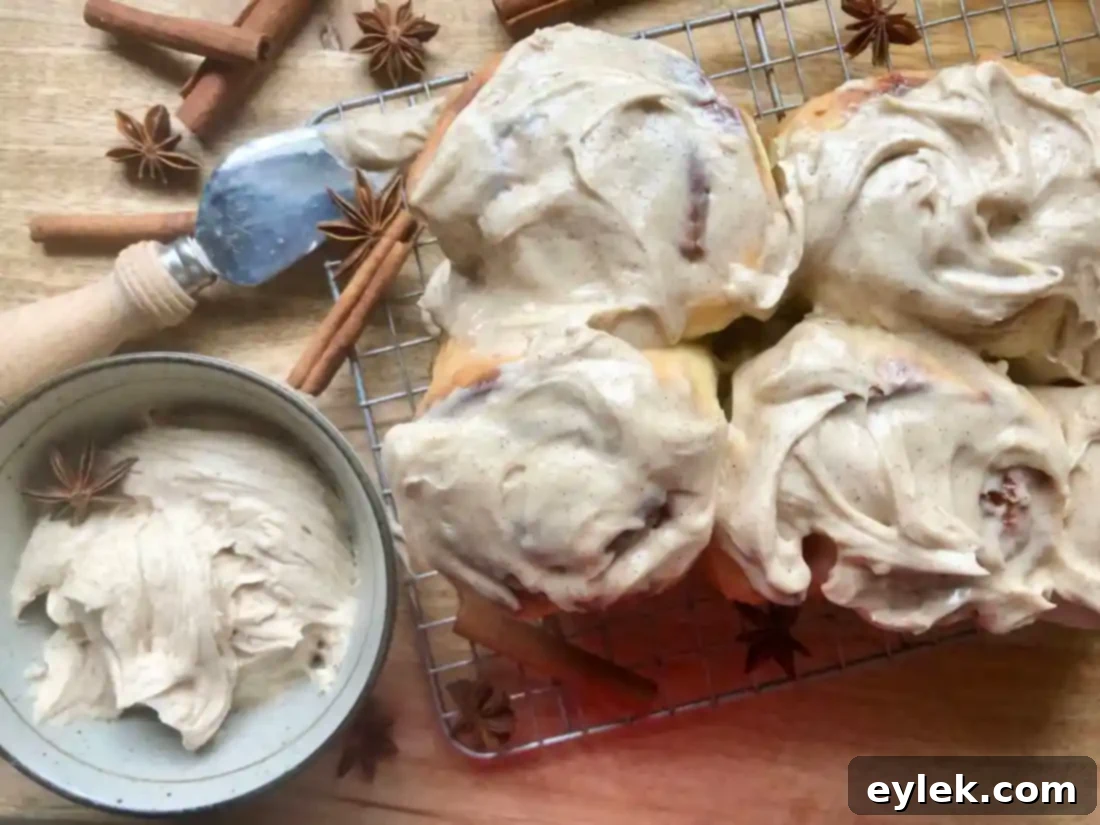 overnight cinnamon rolls with chai frosting
