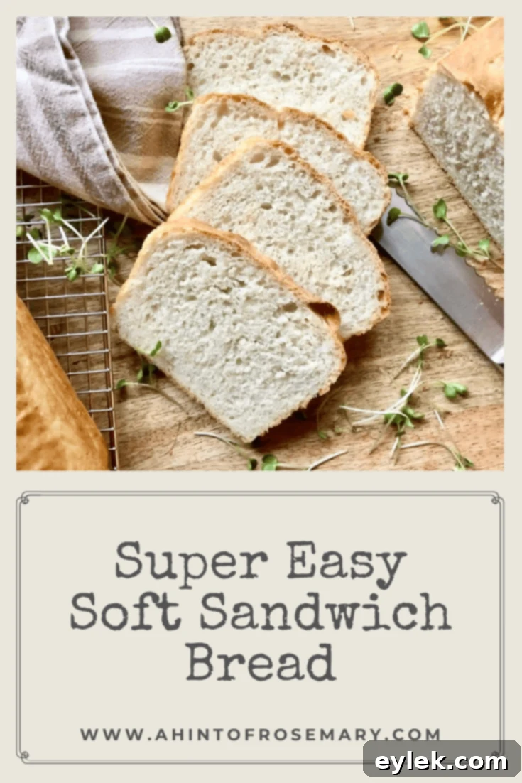 Pinterest graphic for Super Easy Soft Sandwich Bread