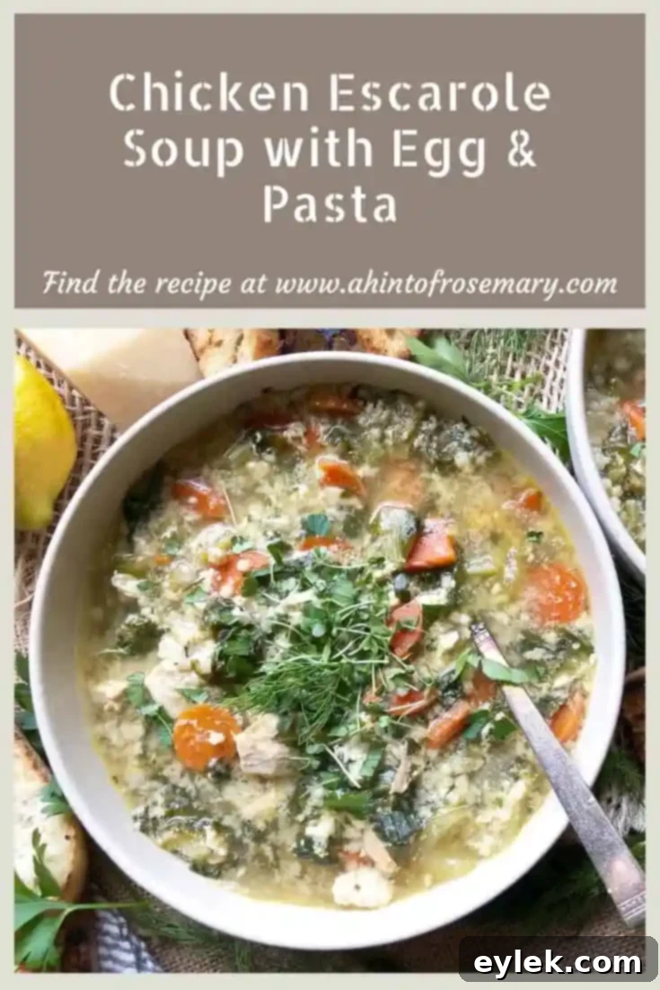 Chicken Escarole Soup with Egg & Pasta