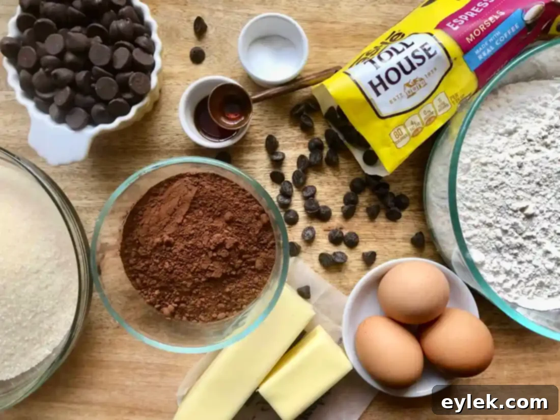 Coffee-Lovers Espresso Chip Cookies ingredients prep