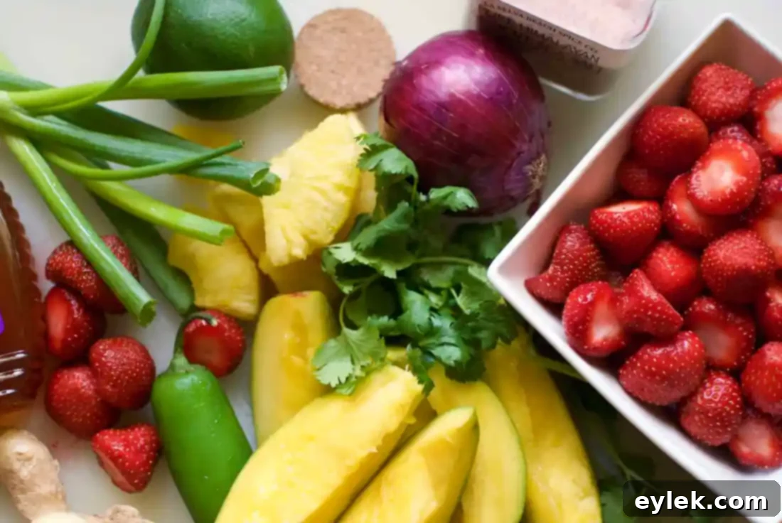 Colorful fruit salsa in a bowl