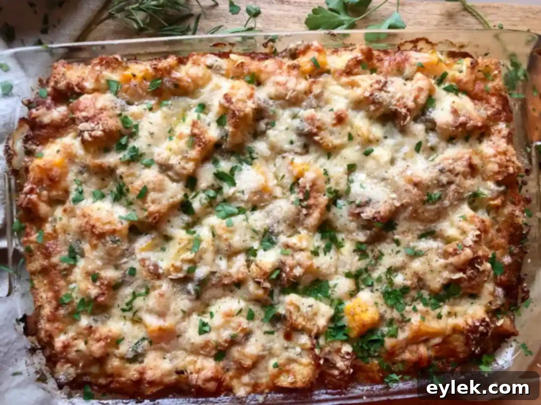 freshly baked roasted butternut squash bread pudding