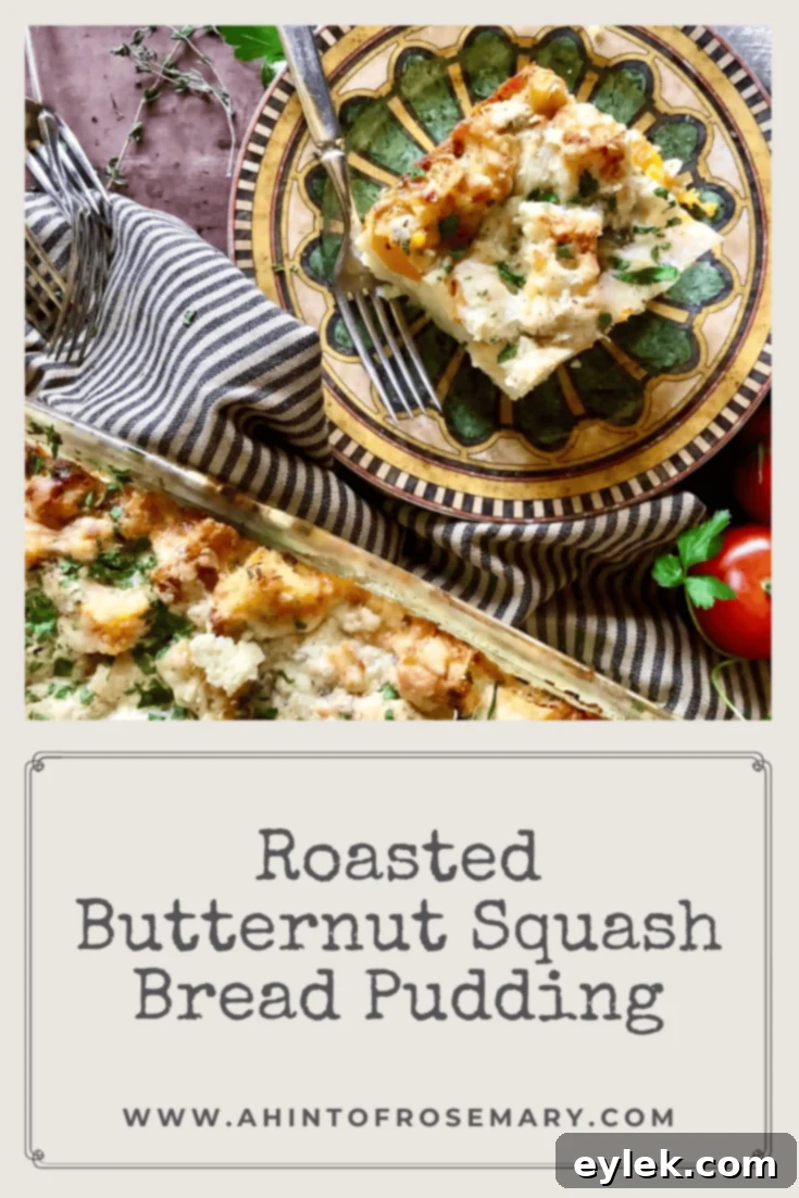 Roasted Butternut Squash Bread Pudding sliced and served