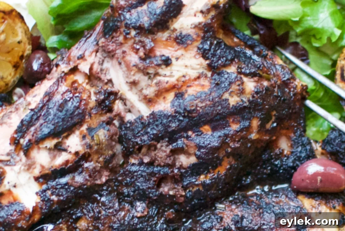 grilled brick chicken with tapenade - cooked chicken
