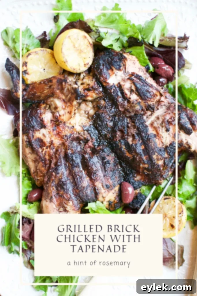grilled brick chicken with tapenade - final presentation