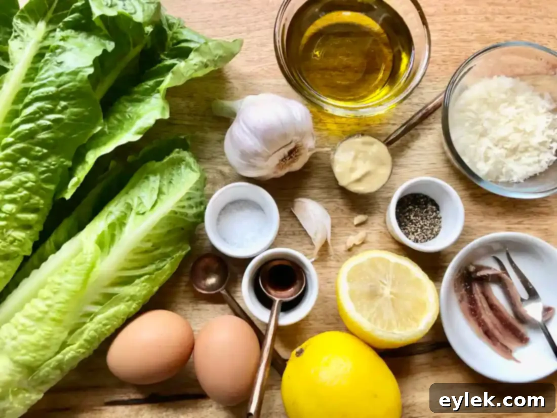 Exquisitely plated Caesar Salad with creamy homemade dressing and fresh romaine, ready to be enjoyed