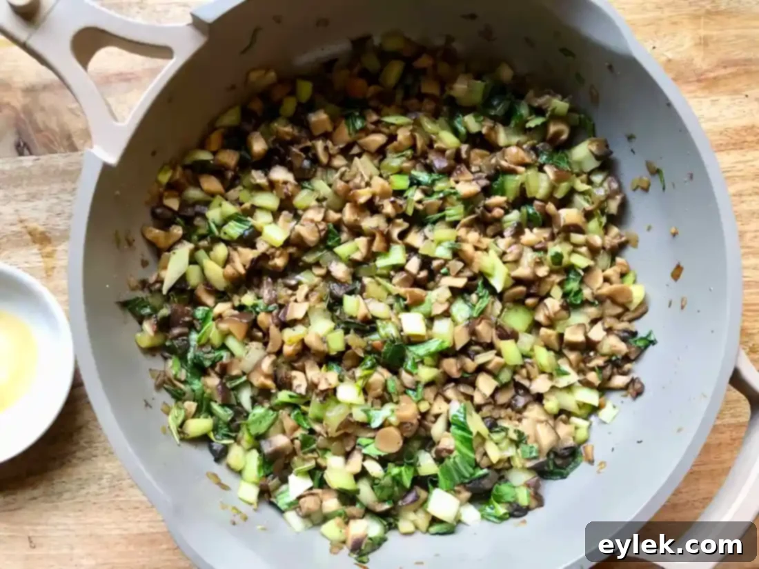 Mushroom Dumpling Filling Cooked Down
