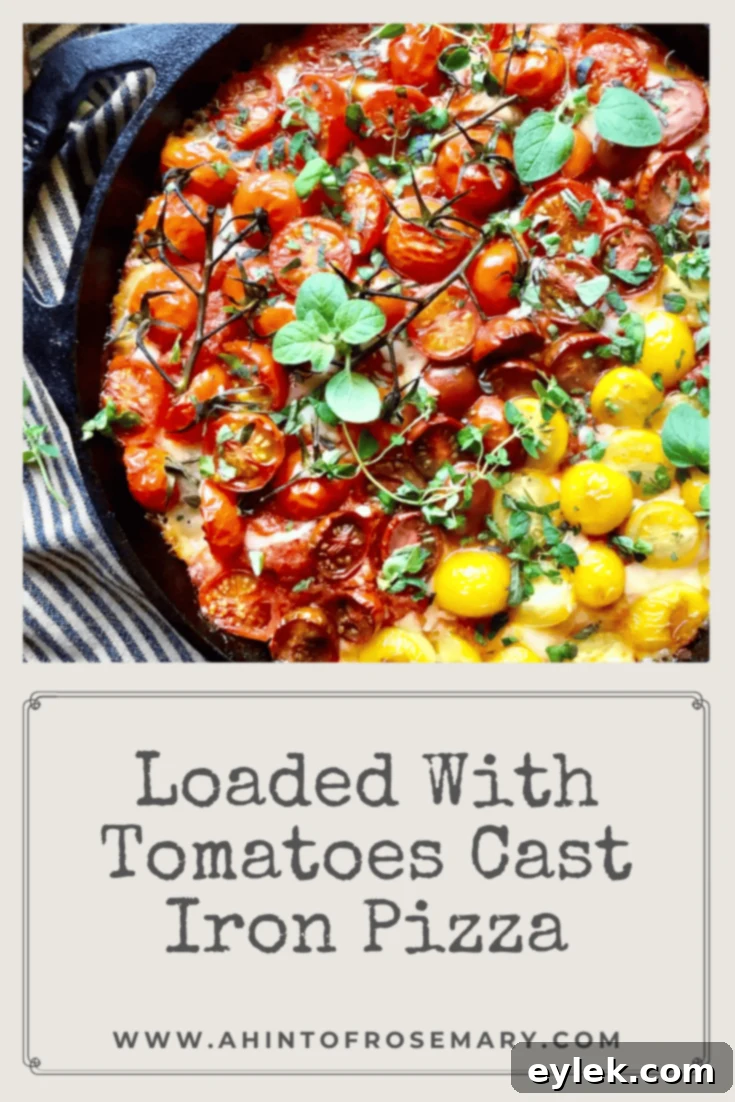 Loaded With Tomatoes Cast Iron Pizza with fresh herbs