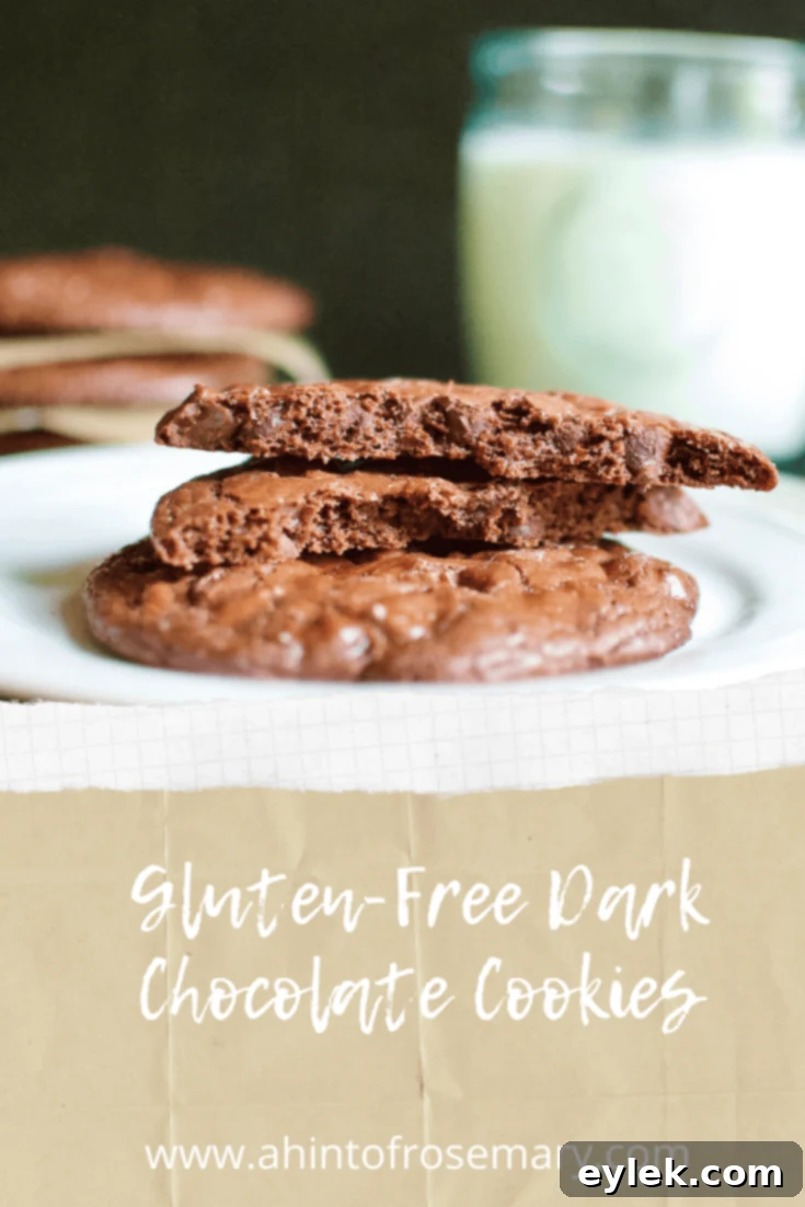 Pinterest pin for Gluten-Free Dark Chocolate Cookies recipe