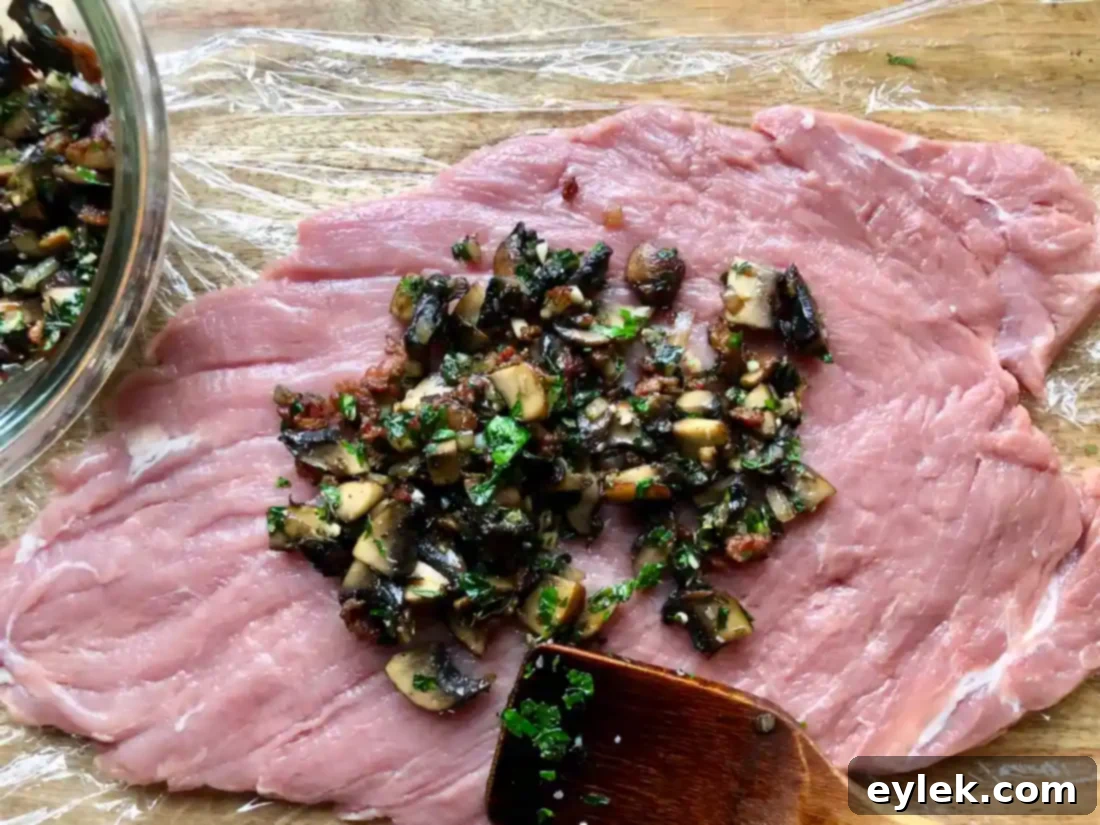 mushroom & bacon stuffed pork tenderloin