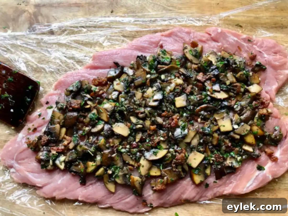 mushroom & bacon stuffed pork tenderloin