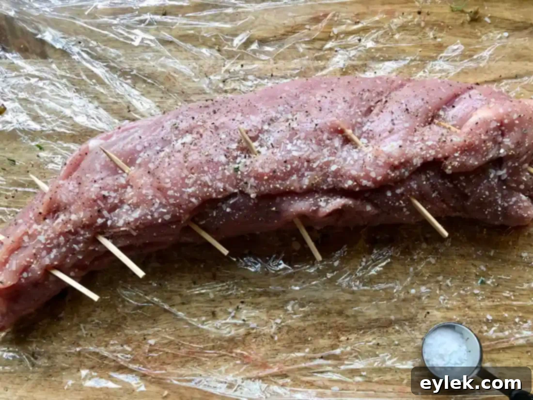mushroom & bacon stuffed pork tenderloin
