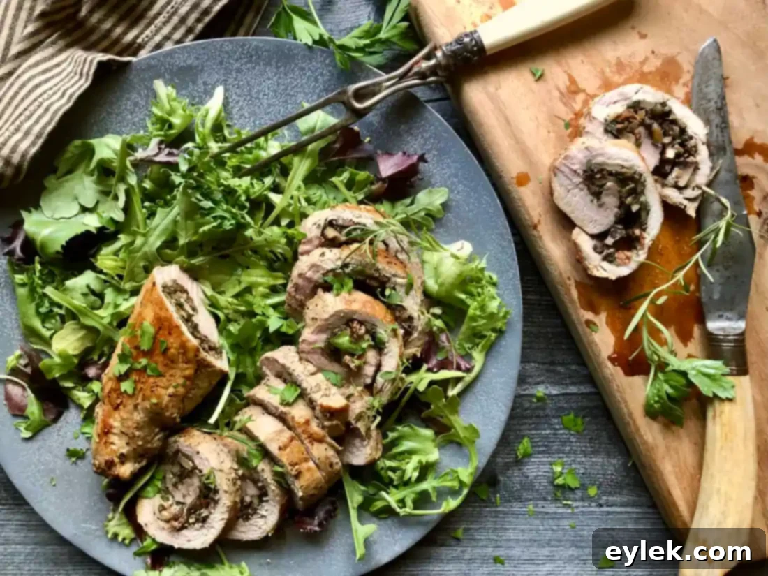 mushroom & bacon stuffed pork tenderloin