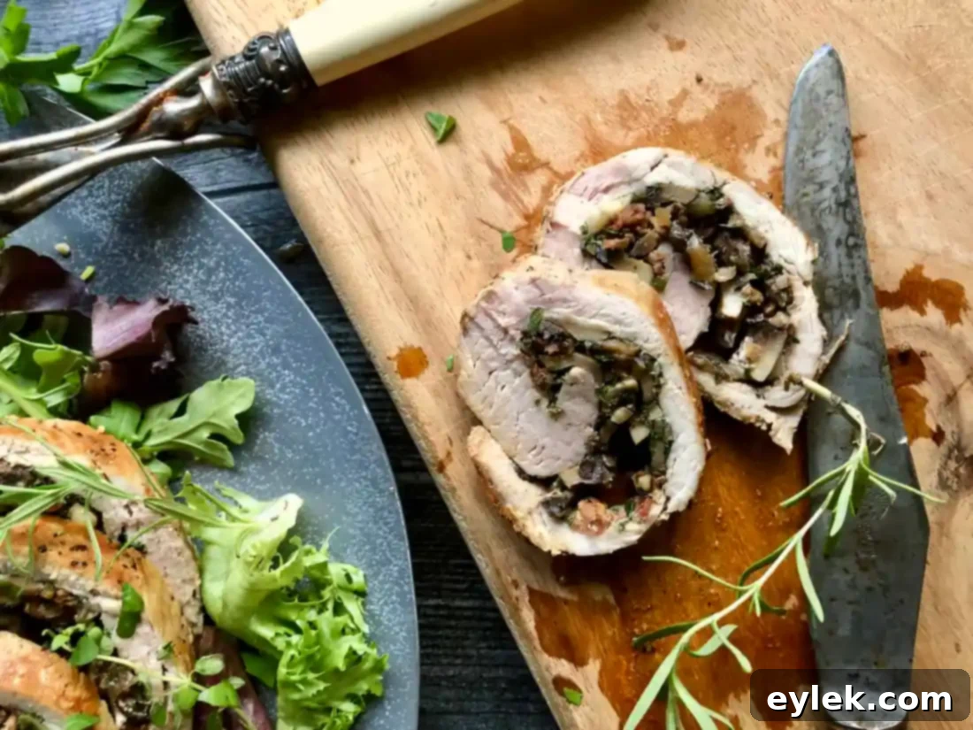 mushroom & bacon stuffed pork tenderloin
