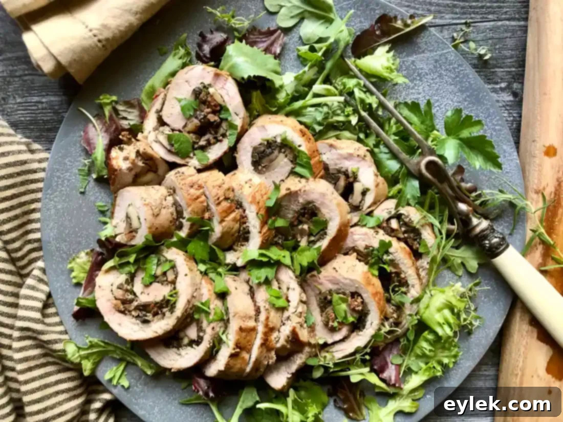 mushroom & bacon stuffed pork tenderloin