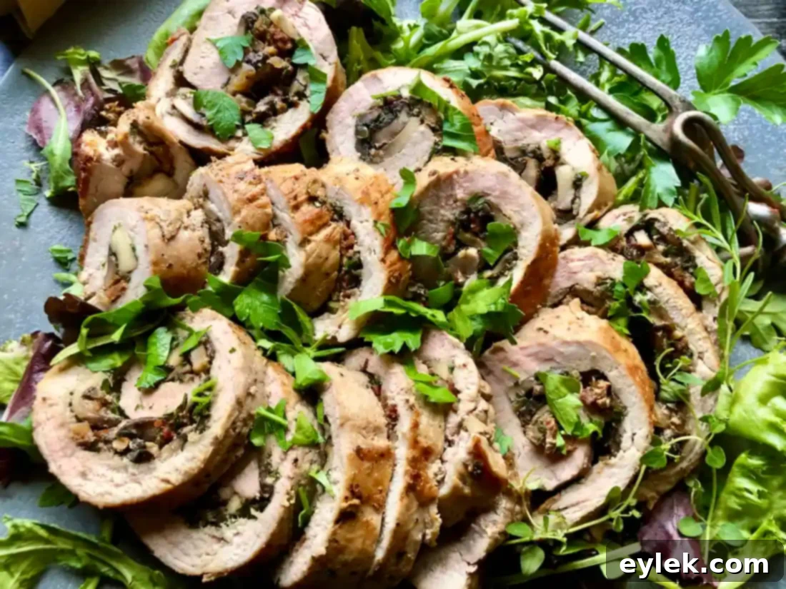 mushroom & bacon stuffed pork tenderloin