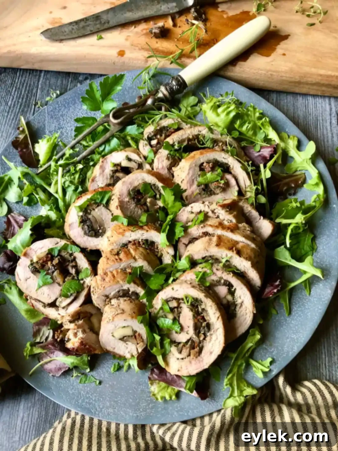 mushroom & bacon stuffed pork tenderloin