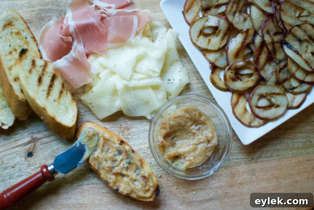 Platter of Grilled Pear & Prosciutto Bruschetta