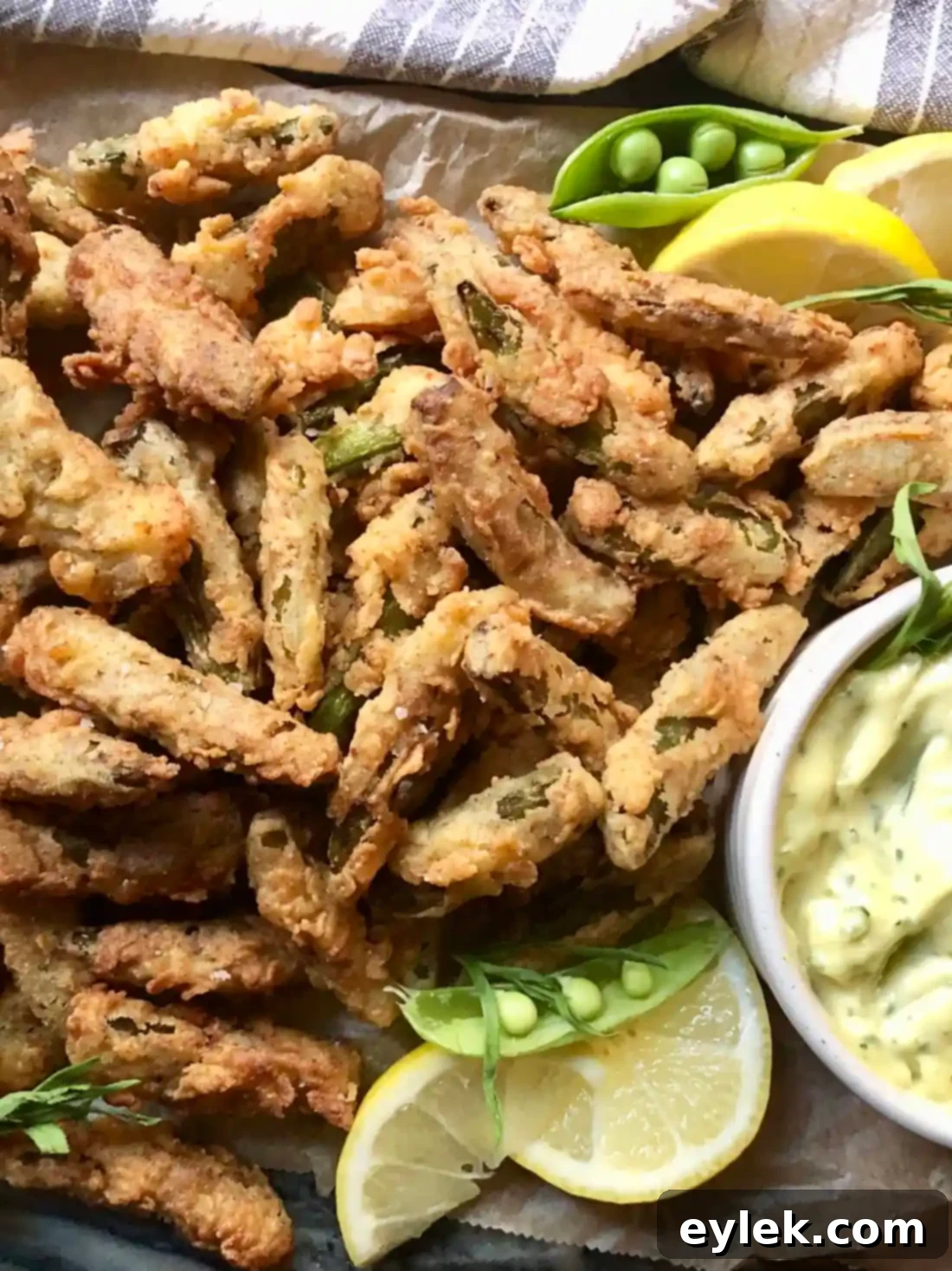 Crispy Sugar Snaps with Aromatic Tarragon Aioli 18 Crispy Sugar Snap Peas with Tarragon Aioli
