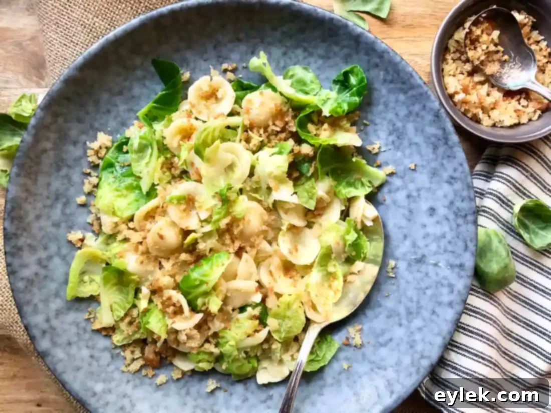 Another view of the delicious Brown Butter Orecchiette & Brussels Sprouts