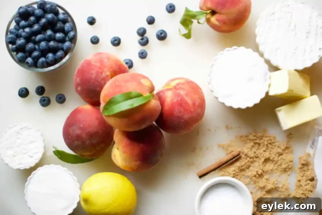 peach & blueberry crumble