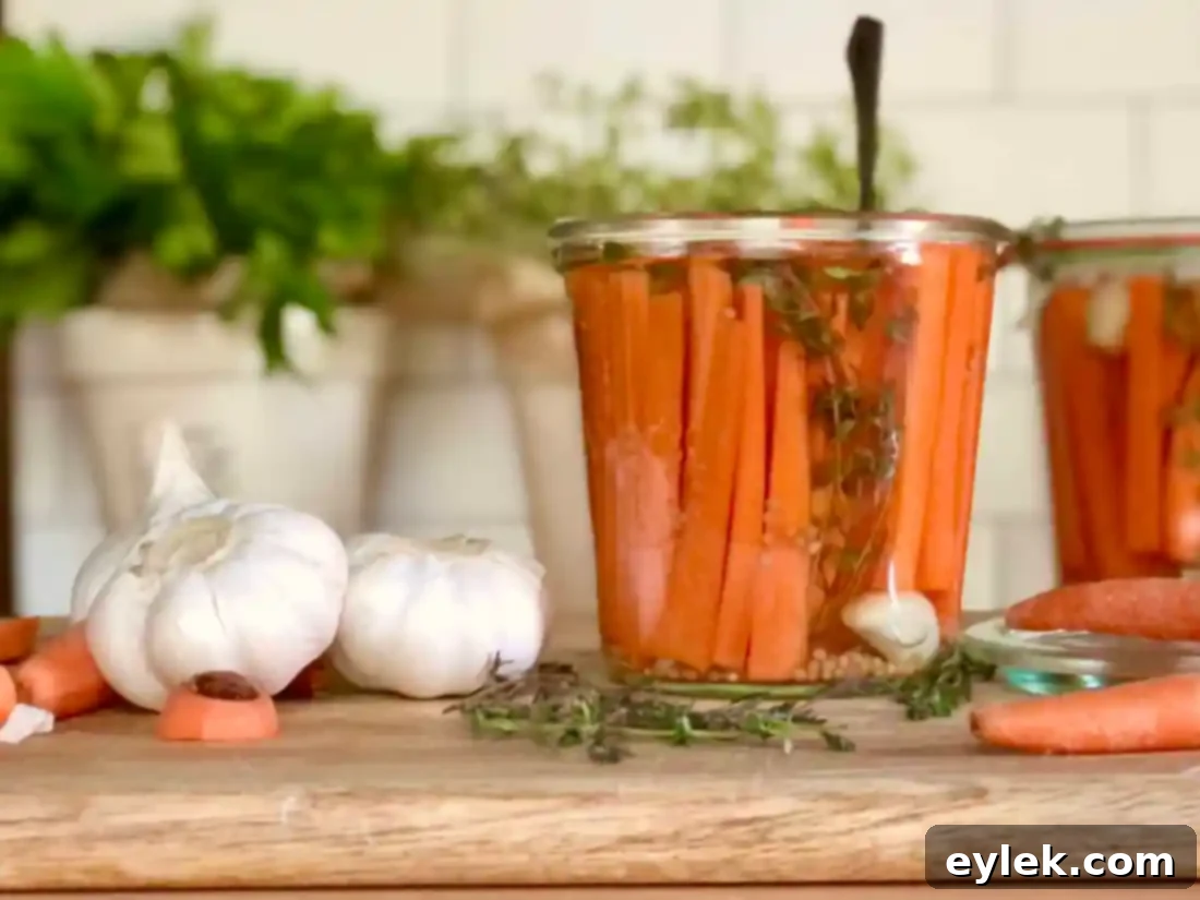 Close-up of a serving of pickled carrots and other vegetables