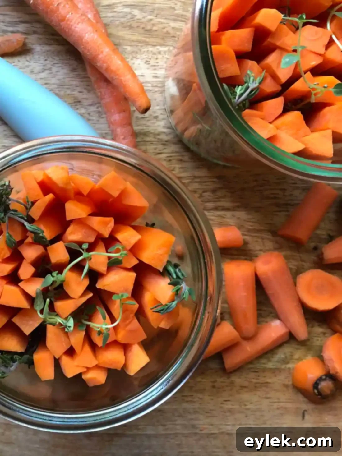 Two Weck jars filled with pickled carrots and brine