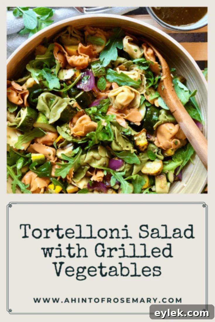 Pin-friendly image for Tortelloni Salad with Grilled Vegetables