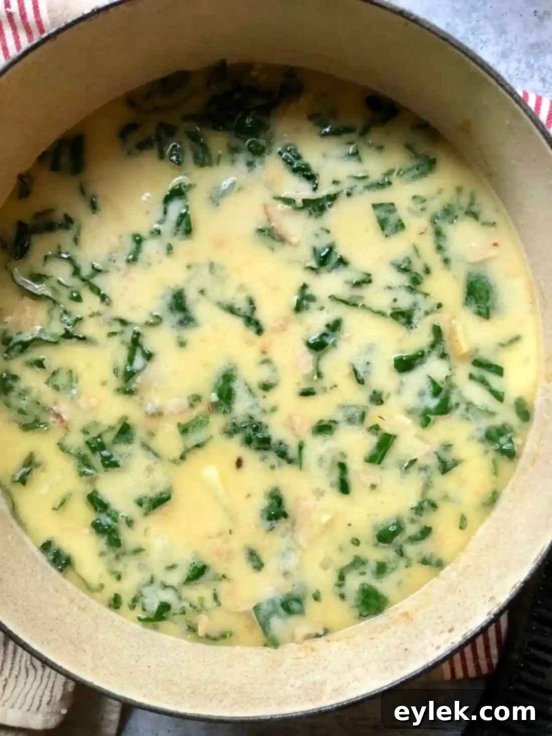 authentic homemade zuppa toscana - adding kale