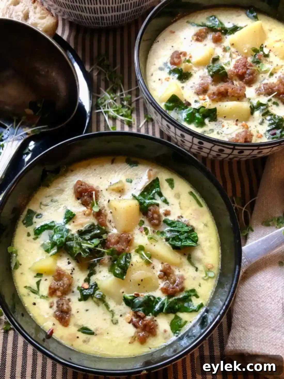 authentic homemade zuppa toscana - garnished in a bowl
