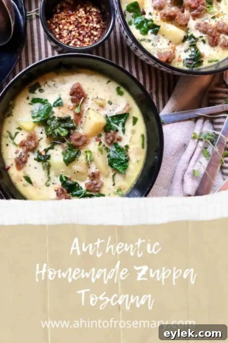 Authentic Homemade Zuppa Toscana - overhead shot