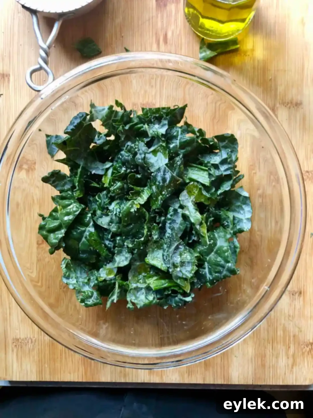 authentic homemade zuppa toscana - kale soaking in hot water