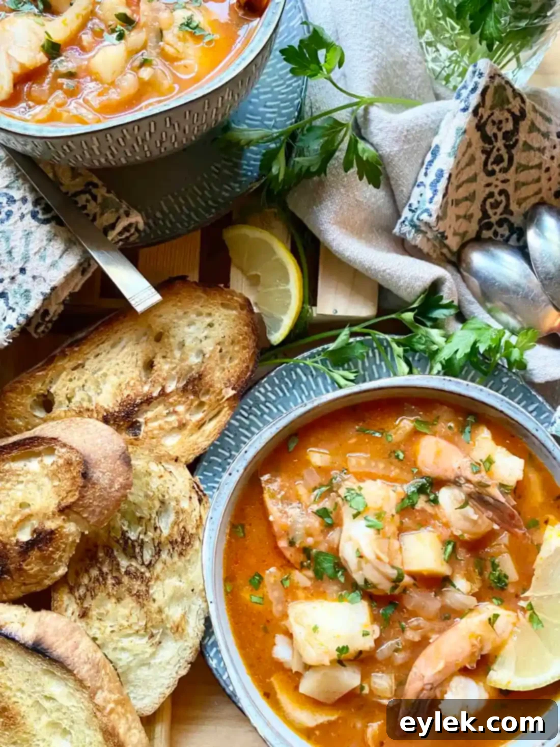 Seafood Stew with Fennel & Tomatoes with grilled bread