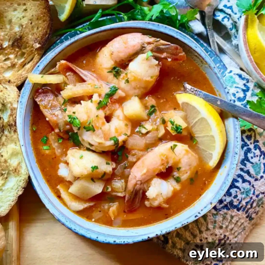 Seafood Stew with Fennel & Tomatoes, perfect for dipping crusty bread