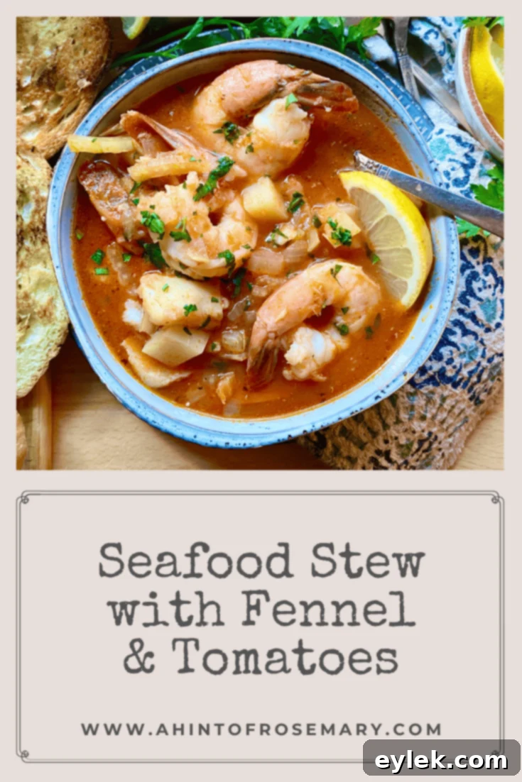Seafood Stew with Fennel & Tomatoes social media graphic