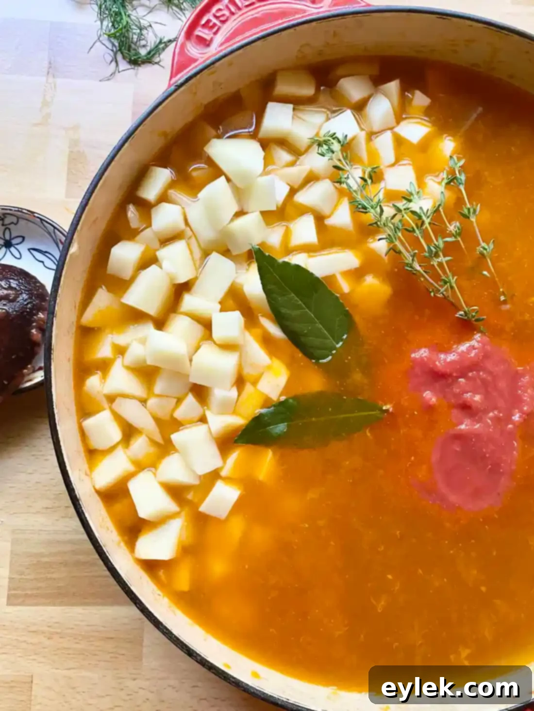Seafood Stew Broth Simmering with Vegetables