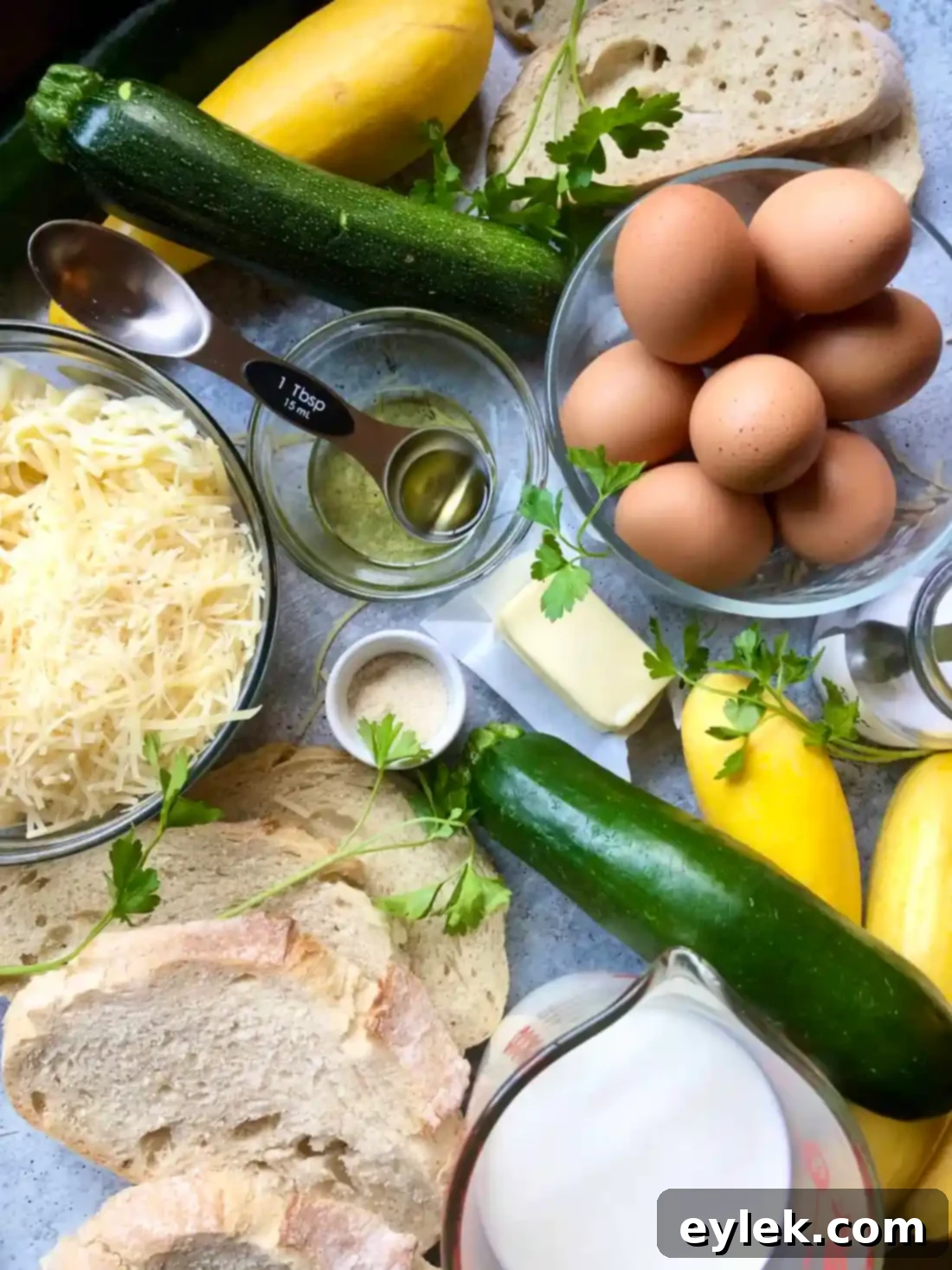 cheesy zucchini squash strata ingredients