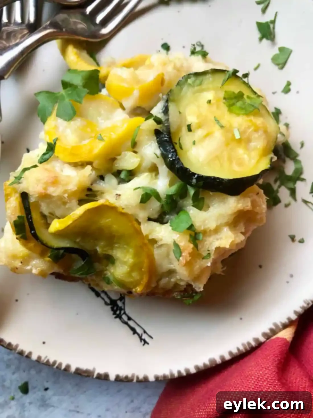 cheesy zucchini squash strata full dish