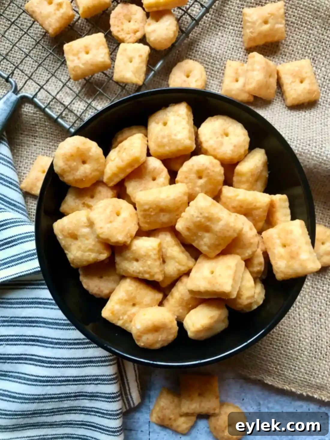 Homemade cheese crackers in a jar for storage